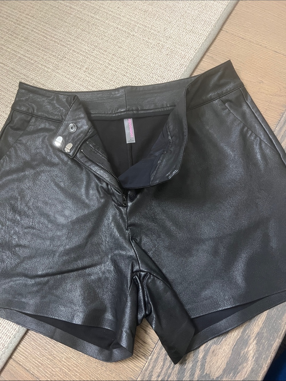 Commando Black Faux Leather High-Rise Shorts